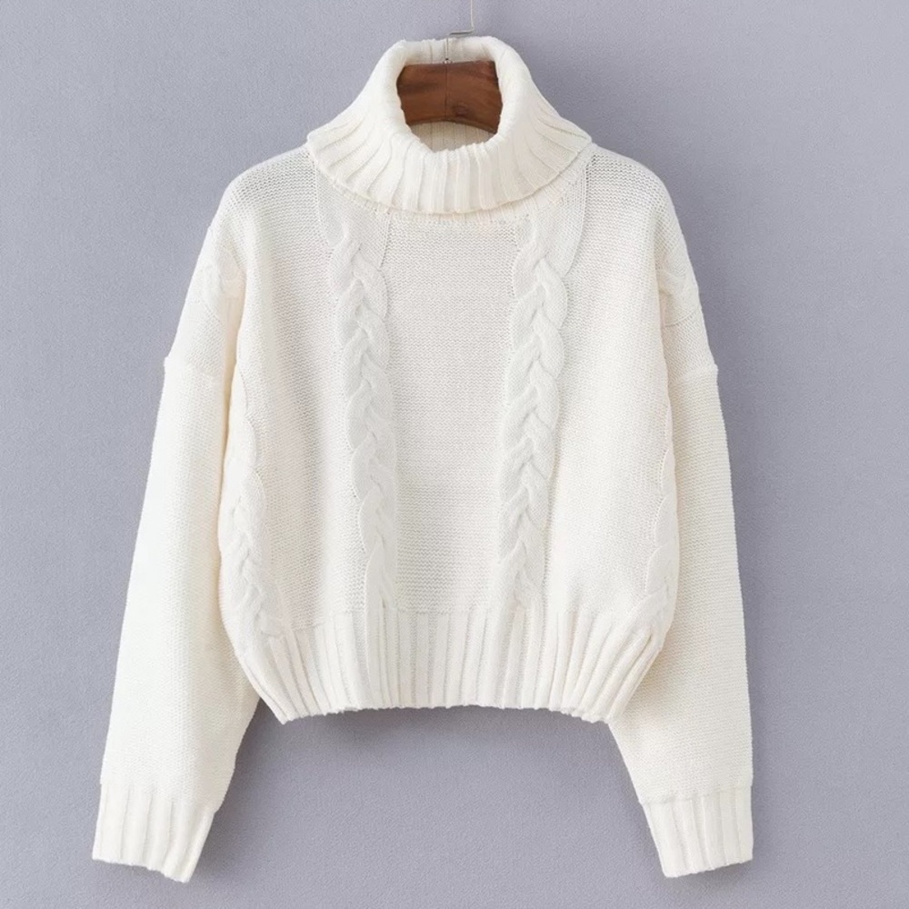 🔥🔥Enjoy My Life White High Neck Sweater - Picture 2 of 5